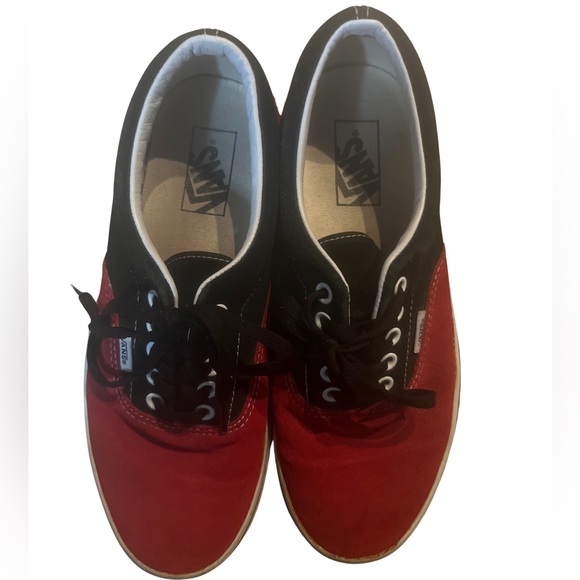 Vans Old Skool Red & Black Low Suede Canvas Classic Skate Shoes - Picture 5 of 5